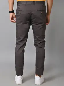 JAGURO Men Slim Fit Straight Leg High-Rise Cotton Chinos Trousers
