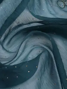 Meena Bazaar Floral Embroidered Stones And Beads Organza Unstitched Dress Material