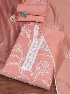 Biba Floral Embroidered Thread Work Unstitched Dress Material