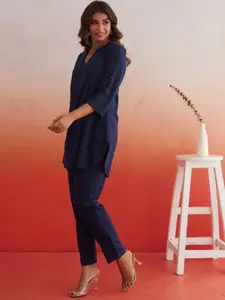 AUTUMN LANE V Neck Pure Cotton Top With Trouser