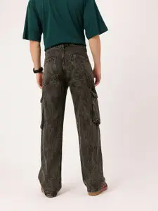 Kook N Keech Men Urban Vintage Heavy Fade Relaxed Fit Cargo Jeans