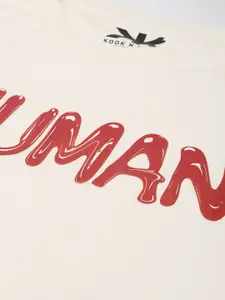 Kook N Keech Wise Human Printed Drop-Shoulder Sleeves Oversized T-shirt