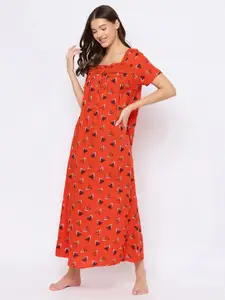 Clovia Printed Maxi Nightdress