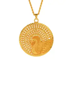 MEMOIR Gold-Plated  Peacock Design Traditional Pendants With Chains