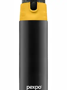 Pexpo Black CARDIO-Double Wall Thermosteel Hot and Cold Glossy Flask Water Bottle 1L