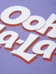 DressBerry Feeling Purple Ooh La-La Printed Pure Cotton Boxy Crop T-shirt