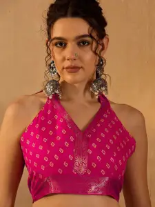 Anouk Rustic Floral Zari Silk Blend Sungudi Saree