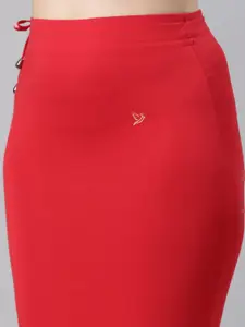 TWIN BIRDS Women Crimson Red Straight Fit Saree Shape Wear