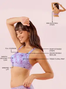 Enamor Floral Bralette Bra Full Coverage Lightly Padded