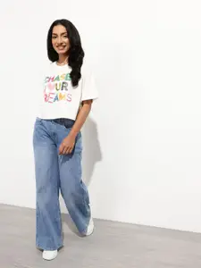 DressBerry Women Comfort Cult Fade & Shade Wide Leg Jeans