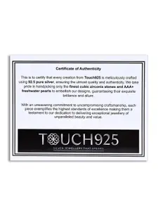 TOUCH925 Silver Rose-Gold Plated Cubic Zirconia Studded Leafy Shaped Pendant