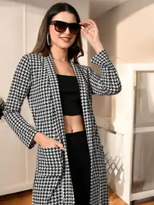 BAESD Abstract Printed Long Sleeves Open Front Longline Shrug