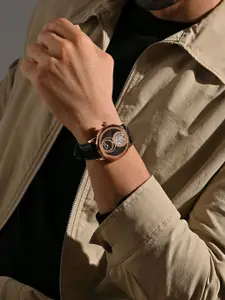 Britime Men Dial & Leather Textured Straps Analogue Automatic Watch 675-L30406