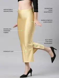 TWIN BIRDS Women Gold Dust Straight Fit Saree Shapewear