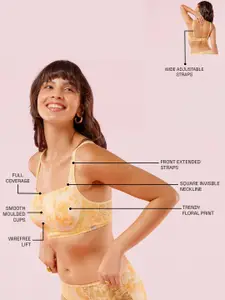 Enamor Floral Bralette Bra Full Coverage Lightly Padded