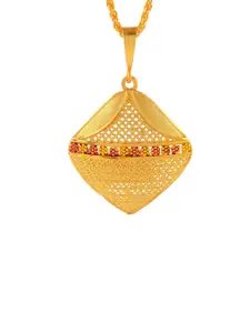 MEMOIR Gold-Plated Diamond Shaped Traditional Pendants With Chains