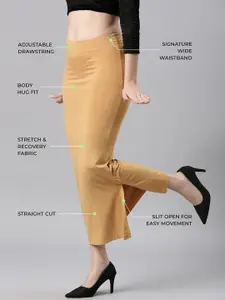 TWIN BIRDS Women Honey Mustard Straight Fit Saree Shapewear