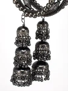 JMBW INTERNATIONAL Silver-Plated Agate Oxidized Wraparound Bracelet