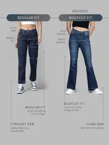 DressBerry Women Vintage Vibes Paneled Slit Hem Slim Bootcut Jeans