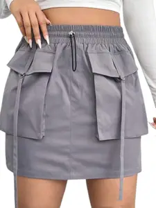 The Roadster Lifestyle Co Mid Rise A-Line Cargo Mini Skirt