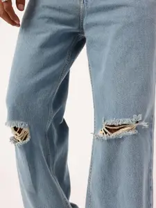 Kook N Keech Men Urban Classic Wide Leg Fit Distressed Faded Jeans