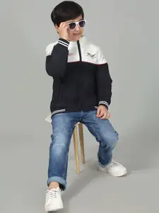 Cantabil Boys Colourblocked Puffer Jacket with Patchwork