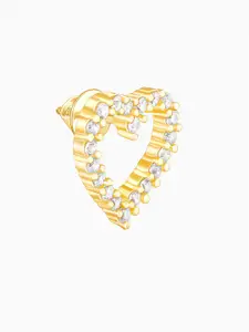 GIVA 925 Silver Gold-Plated Zircon Studded Heart Shaped Studs
