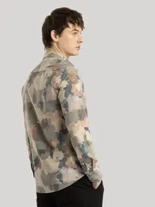 Snitch Men Smart Slim Fit Opaque Printed Casual Shirt