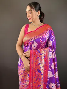 DEVATITHI Ethnic Motifs Zari Purple Silk Saree
