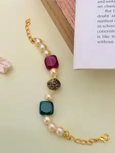 ABDESIGNS Women Brass Handcrafted Gold-Plated Wraparound Bracelet