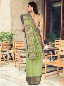 Laa Calcutta Woven Design Zari Pure Cotton Taant Saree