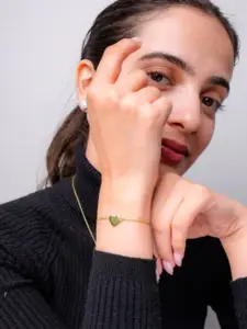 DressBerry Stainless Steel 18K Gold-Plated Link Heart Shaped Bracelet