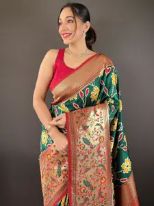 DEVATITHI Bottle Green Silk Saree