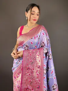 DEVATITHI Woven Design Zari Lavender Silk Saree