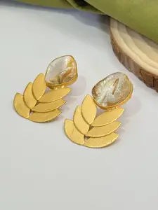 The Jewellery Tale Gold-Plated Artificial Stones Studded Contemporary Drop Earrings