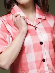 Moda Rapido Checked Printed Shirt With Skirt