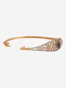 Kushal's Fashion Jewellery Blue Rhodium Gold-Plated Party Zircon Kada