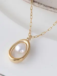PALMONAS Dainty Pearl Pendant Waterproof & Anti-Tarnish