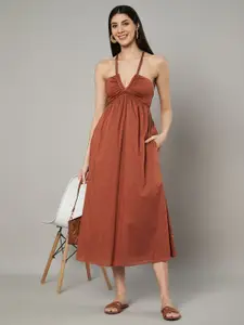 Amagyaa Halter Neck A-Line Midi Dress