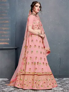 DIVASTRI Embroidered Zari Work Semi-Stitched Velvet Lehenga & Blouse With Dupatta