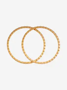 Kushal's Fashion Jewellery Set Of 2 Gold-Plated Stone-Studded Bangles