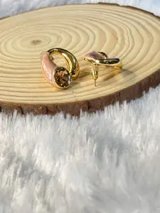 The Jewellery Tale Gold-Plated Artificial Stones Studded Contemporary Drop Earrings