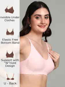 Dressberry Lightly Padded Invisi-Fit Elastic-Free Bottom Band Seamless Bonded Bra