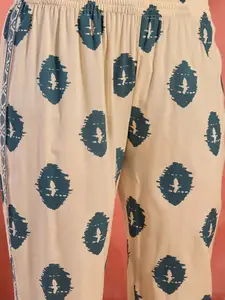 Sangria Printed V-Neck Sleeveless Top & Trousers Co-Ords