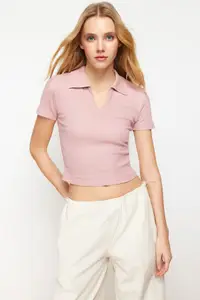 Trendyol Cotton Shirt Style Crop Top