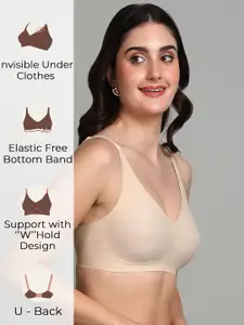 Dressberry Lightly Padded Invisi-Fit Elastic-Free Bottom Band Seamless Bonded Bra
