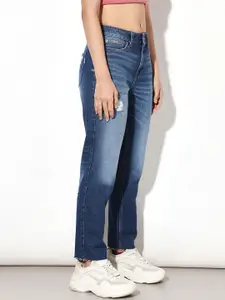 ONLY Women Slim Fit High-Rise Mildly Distressed Light Fade Stretchable Jeans