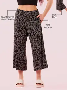 Enamor Printed Straight-Leg Lounge Pants With Smart Side Slits
