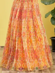 FABPIXEL Embroidered Thread Work Semi-Stitched Lehenga & Unstitched Blouse With Dupatta