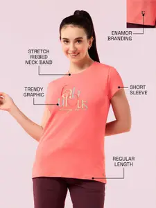 Enamor Graphic Printed Short Sleeve Crew Neck Stretch Lounge T-Shirt